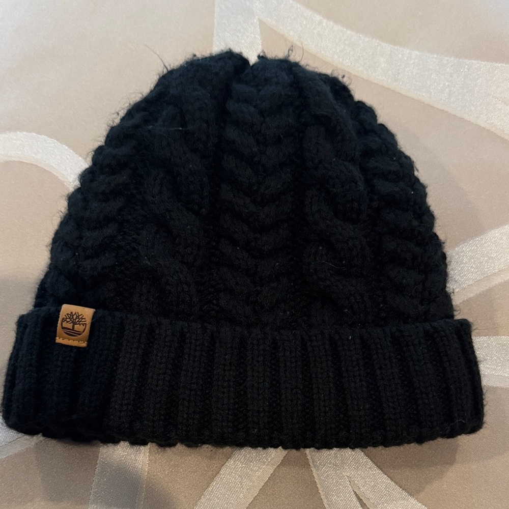 Timberland Black Cable Cuffed Knit Beanie